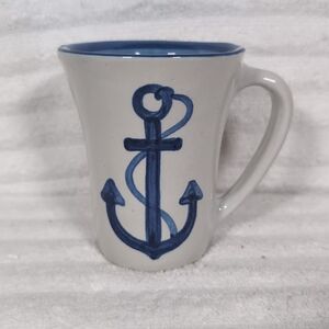 M.A Hadley Anchor Mug Nautical Theme Cup Blue White Coffee Tea